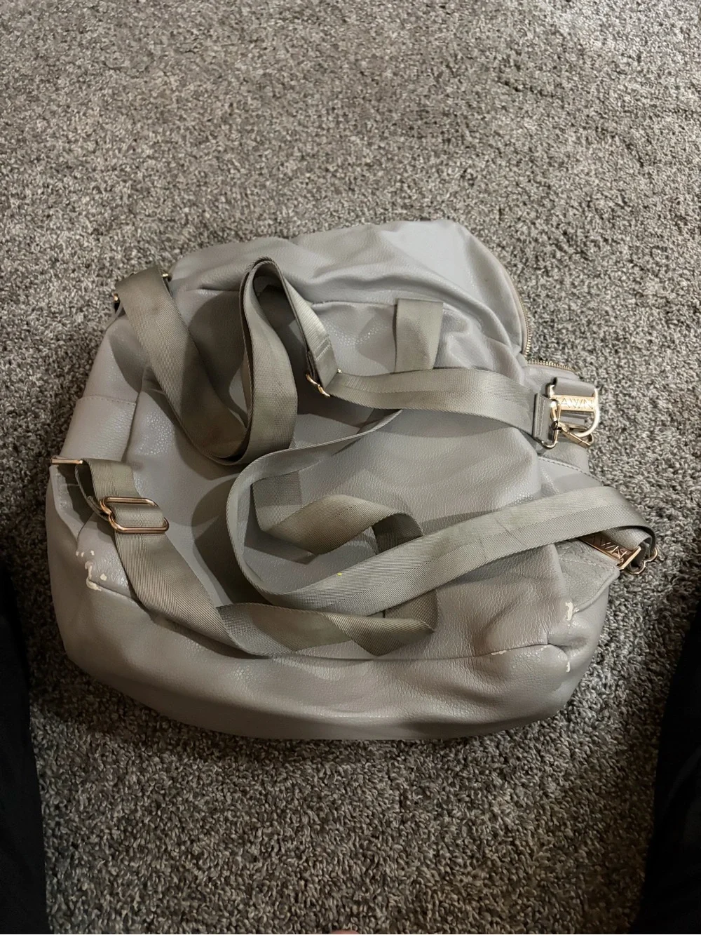 Fawn Design light cream leather backpack with gold hardware